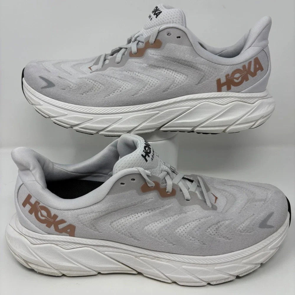 Hoka Arahi 6 Womens Size 12 Grey White Athletic Running Shoes (1123195 NCRG)